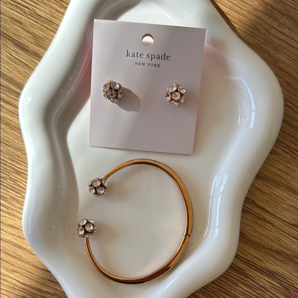 Kate Spade Gold and Crystal Bracelet and Earring Set